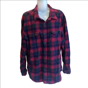 2/25 Plaid Button Up XL Women's Cotton Shirt Red Navy Green